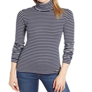 J. Crew Navy and White Tissue Turtleneck large